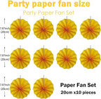 Yellow Birthday Decorations,DIY Yellow Paper Fans Hanging Decoration ,Party Supplies Party Fans 8in, Wedding Graduation Events Accessories 30 Color DIY Set （Yellow）
