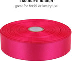 Hot Pink Solid Satin Ribbon 1 Inch 50 Yards Solid Polyester Fabric Ribbon for Gift Wrapping Wedding Christmas Baby Shower Birthday Party Decoration Handmade Immortal Flower Craft