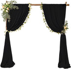 6 Panels Wedding Arch Draping Fabric 28 x 20Ft Chiffon Weddings Arch Drapes Chiffon Fabric Drape Sheer Backdrop Curtain for Wedding Party Ceremony Birthday Reception Swag Backdrop Ceiling Décor(Black)