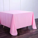 Efavormart 90" Square Polyester Table Overlay for Wedding Kitchen Dining Events - Pink