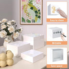 Buffet Risers, Food Display Risers for Party, White Acrylic Risers Display Stand for Buffet Table, Catering Displays for Dessert, Cube Box Nesting Riser with Hollow Bottoms (6"x7"x8" 6PCS)