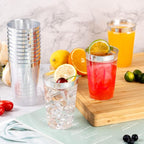 Goodluck 50PCS 14oz Silver Plastic Cups for Party, Disposable Silver Plastic Cups, Cocktail Glasses for Wedding Thanksgiving, Christmas, and Parties