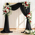 Wedding Arch Draping Fabric 2 Panels 30'' x 18FT Black Sheer Chiffon Arch Drapery for Photo Booth Bridal Shower Baby Shower Church Decor Newborn Photography Christening Outdoor Party