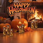 Raycare Flameless Candle with Remote Timer – 9 Flickering Acrylic Battery Operated LED Pillar Candles with Embedded Star String for Halloween, Fall Decor, Harvest Festival Gifts(Grey)