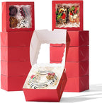 50-Count 4x4x2 Food-Safe Classic Red Bakery Boxes - Multi-Use Pastry & Treat Packaging for Cookies, Truffles & Wedding Favors (Stackable Gift Boxes for Cakes, Pies & Cinnamon Rolls)