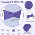 Moukeren 100 Pcs Spandex Chair Sashes Bows Bands Slider Sashes for Chair Covers Elastic Bands Ties Ribbon Decorations for Wedding Party Events Ceremony Birthday Banquet(Lavender Purple)