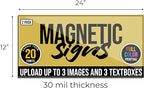 2-Pack,12"x24" Custom Magnet Signs in Full Color for Business and Advertising, 30 mil Customized Vinyl Car Magnets, Personalized Magnetic Sheets for Company Storefront & Vehicles (Sharp Corners)