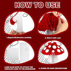 8PCS Mushroom Honeycomb Decor Mushroom Shaped Tissue Paper Pom Decorations for Jungle Wonderland Themed Birthday Party 3D Mushroom Honeycomb Centerpiece for Fairy Baby Shower Garden Decoration