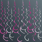36 Pcs Hot Pink Hanging Swirl Decorations Ombre Pink White Felt Swirl Streamer Spiral Ceiling Decoration Garland for Birthday Bachelorette Wedding Bridal Shower Engagement Pink Girl Hen Party Supplies
