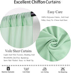 DUOBAO Sage Green Chiffon Backdrop Curtains 96 inches Long 2 Panels Set for Parties Bedroom Living Room, Soft Fabric Drapes Semi Sheer Curtain Dark Green Photo Background