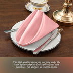Manyshofu 60 Piece Blush Satin Napkins - 20x20 Inch Square Fabric Napkins for Wedding Dinner Party Lunch