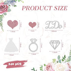 Zhanmai 240 Pieces Wedding Table Confetti, Glitter Rose Gold Heart Silver Diamond Ring I Do Scatter Party Table Decoration for Bridal Shower Engagement Bachelorette Party Decor
