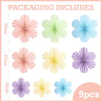 SUNBEAUTY 9 PCS Pastel Paper Flowers Decorations for Wall Paper Fans Classroom Decoration Paper Floral Backdrop Decor Paper Fans Decoration