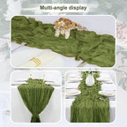 1 Pack Olive Green Cheesecloth Table Runner 35x120 Inch 10Ft Rustic Gauze Cheese Cloth Table Runner Sheer Cheesecloth Table Runners for Wedding Party Bridal Shower Decoration