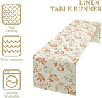 Pumpkin Leaves Table Runner,Seasonal Autumn Thanksgiving Kitchen Dining Table Decoration for Home Party Decor 13x60 Inch