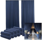 50ftx14FT Wrinkle Free Navy Blue Backdrop Curtain, 10 Panels 14FT Height Navy Blue Wedding Backdrop Drapes, Silky Polyester Back Drop Cloth for Birthday Photography Background Party Backdrop Draping