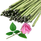 100 Pieces 18 Gauge Green Paper Covered Floral Wire Stems for DIY Crafts, Artificial Flower Arrangements 16 inch Paper Covered Floral Stems