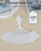 Uniclife 1000 Pcs Price Tags 1.8 Inch Writable Price Labels White Price Display Tags for Pricing Clothing Jewelry Gifts Blank Hang Tags Merchandise White Marking Tags with Strings, 1.8" x 1.05"