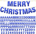 TaoBary 112 Pcs DIY Letter Kit Glitter Customizable Banner Letters Include 107 Letters and Numbers 3 Rope and 2 Needles for Birthday Halloween Christmas Wedding Valentine Party Decor(Bright Blue)