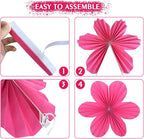 ADLKGG Paper Flowers Leaves Fan Party Decorations, Hanging Flower Wall Backdrop for Classroom Decor, Spring Party Decorations, Wedding, Tropical Jungle Forest Birthday, Fiesta Party, 12pcs