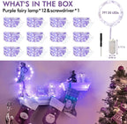 12 Pack Fairy Lights Battery Operated String Lights，7FT 20LED Waterproof Silver Wire Christmas Lights Outdoor,Firefly Mini Lights for Bedroom Party Birthday Wedding Home Decor