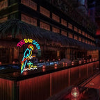 Tiki Bar Parrot Neon Sign for Wall Decor Hawaii Beach Bar LED Sign with Dimmer for Pub Party Man Cave Room Art Decor Gift USB-Powered (16.1x12.6) Inch