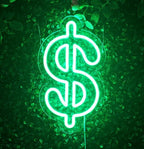 Dollar Neon Sign Money Neon Signs for Wall Decor Dollar Sign Decorations Dollars Money Obsessed Decorations LED Green Light for Bar Bedroom Party Love Money Wall Decoration, 11.9" x 7"