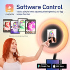 HARZHI Portable Photo Booth Compatible with Ipad, Large Lightbox Ipad Photo Booth for Christmas Wedding Party Provide ChackTok Software APP VIP, Free Custom Logo, Flight Case