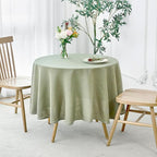 maxmill Lux Faux Linen Tablecloth with Slubby Texture Wrinkle Resistant Anti-Shrink Soft Table Cloth for Kitchen Dining Restaurant Tabletop for Event Holiday Dinner Round 70 Inch Sage Green