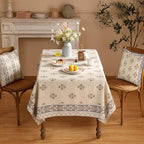 patdrea Designer Beige Small Tablecloth for Rectangle Table,Elegant Linen Floral Pattern French Table Cloth,Decor Cover Cloth for Kitchen Dining Christmas,Thanksgiving,55"x71"-Istana a