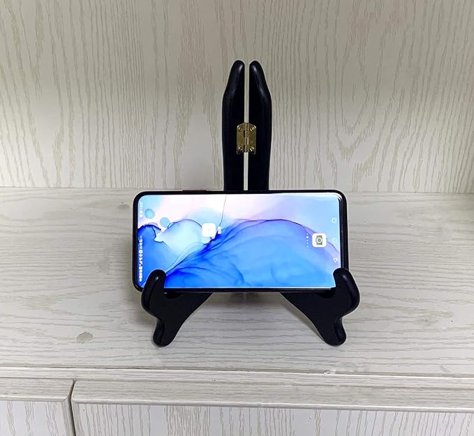 VERNUOS 4 pcs 7 Inch Wooden Display Stand Plate Holder Easels Dish Rack Photo Frame Holder for Wedding Decorations, Birthday Party and Home Decoration,Black