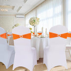 Howhic Pack of 60 Spandex Chair Sashes Bows Stretch Chair Cover Band with Buckle Slider Universal Elastic Chair Ties for Wedding Banquet Party Event Decoration (Orange)