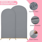 Wedding Arch Covers Arch Backdrop Cover Arch Stand Covers 7.2FT 6FT Set of 2 Arch Cover Spandex Fabric Stretchy Backdrop for Wedding Birthday Party Decoration Baby Shower (Smoky Grey)