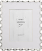 Silver 8x10'' Wave Design Photo Frame with Acid Free Mat for 5x7'',High-End Zinc Alloy Picture Frames with Velvet Back,Fashionable Style Silver frames 7x5''