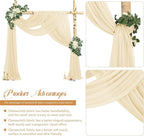 4 Panels Ivory Wedding Arch Draping Fabric Cheesecloth Fabric 35" x20FT Gauze Fabric Arch Drapes for Wedding Reception Sheer Backdrop Photo Background Household Curtain or Out Door Curtain