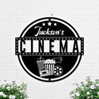 Custom Movie and Popcorn Metal Wall Art LED Light Custom Family Cinema Home Theater Name Sign Home Decor Theater Decor Xmas Birthday Gift
