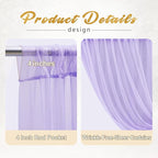 10x10ft Purple Tulle Backdrop Curtain with Lights String for Parites, Sheer Photo Backdrop Curtains with Lights for Wedding Backdrop Ceremony Reception Bridal Shower Baby Shower Birthday Party