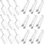 Roshtia 18 Pcs Plastic Serving Tongs Mini Kitchen Tongs Utility and Plastic Kitchen Scoops Clear Ice Scoop Mini Clear Buffet Scoop for Candy Dessert Buffet Ice Snack Coffee Tea
