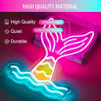Mermaid Tail Neon Sign Dimmable Mermaid Neon Signs for Wall Decor, USB Powered Bright LED Mermaid Lamps for Girls Bedroom, Birthday Christmas Decor, Perfect Gifts for Girls(15.7*12.6inches)