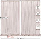PARTISKY 10ftx10ft Taupe Chiffon Sheer Backdrop Curtains, Wrinkle-Free Wedding Backdrop Drapes for Birthday Party Ceremony Arch Stage Decor Background for Photography 5ft x 10ft,2 Panels
