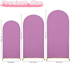 Wedding Arch Covers Arch Backdrop Cover Arch Stand Covers 7.2FT 6.6FT 6FT Set of 3 Arch Cover Spandex Fabric Stretchy Backdrop for Wedding Birthday Party Decoration Baby Shower (Lilac)