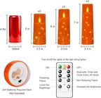 Raycare Flameless Candle with Remote Timer – 9 Flickering Acrylic Battery Operated LED Pillar Candles with Embedded Star String for Halloween, Home Decor, and as a Gift (Orange)