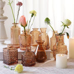 Amber Glass Bud Vases -Set of 20 for Flowers, Small Amber Bud Vases in Bulk for Centerpieces Decor, Mini Glass Set for Home Table Decorations