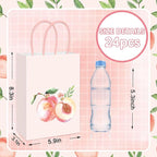 JarThenaAMCS 24Pcs Peach Paper Gift Bag Pink Treat Bags with Handles Candy Goodie Bags for Spring Summer Wedding Birthday Bridal Baby Shower Party Favors Supplies