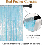 ShinyBeauty Aqua Backdrop Curtains Sequin Curtains 2 Panels 2FTx8FT Sequin Photo Backdrops Glitter Fabric Backdrop Aqua Blue Backdrops Wedding Birthday Parties Backgrounds（Iridescent Aqua）