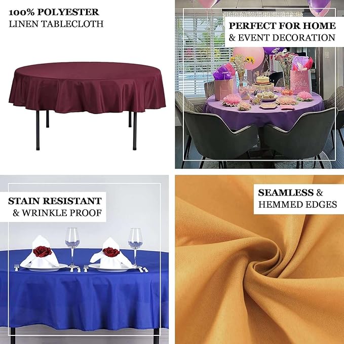 Efavormart Round Tablecloth, 70 Inch Stain & Wrinkle Resistant Washable Table Cloth, Decorative Polyester Fabric Table Cover for Banquet, Wedding, Dining- Royal Blue