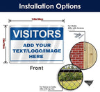 Custom Signs Outdoor Metal - 12 x 8 Customized Personalized Aluminum Signs for Office, Home, Business, Decor, Custom Rust-Proof Sign (VISITORS)