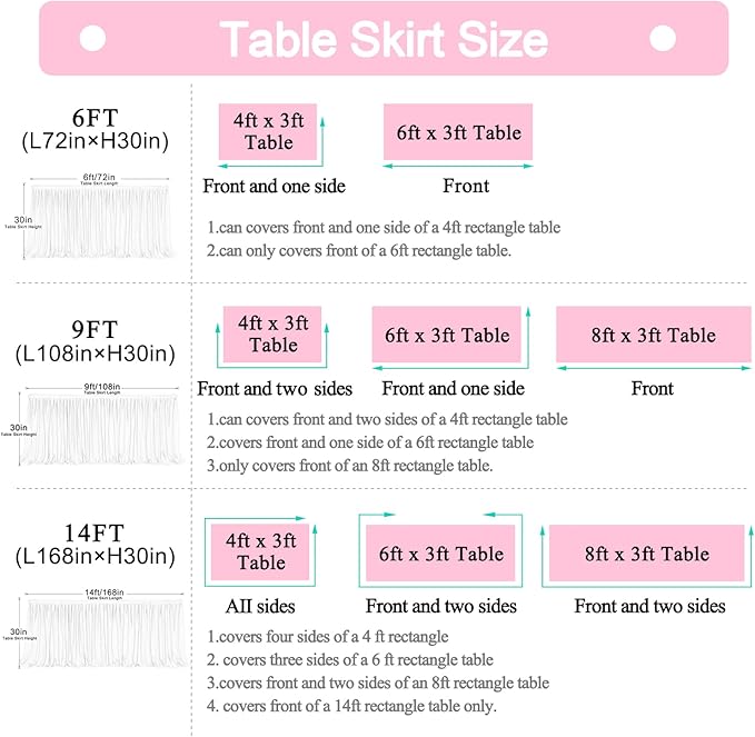 Suppromo 9ft Pink Tulle Table Skirts for Rectangle Tables or Round Tables Tutu Baby Shower Tablecloth Decorations for Girls Gender Reveal Elephant Birthday Party Decorations