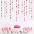 Hot-Pink Rose-Gold Party Decorations Garland - 62ft Twinkle Little Star Hanging Streamers Banner,Birthday Wedding Bridal Baby Shower Bachelorette Engagement Decor Hugtmr