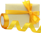 Yellow Solid Satin Ribbon 1 Inch 25 Yards Solid Polyester Fabric Ribbon for Gift Wrapping Wedding Christmas Baby Shower Birthday Party Decoration Handmade Immortal Flower Craft